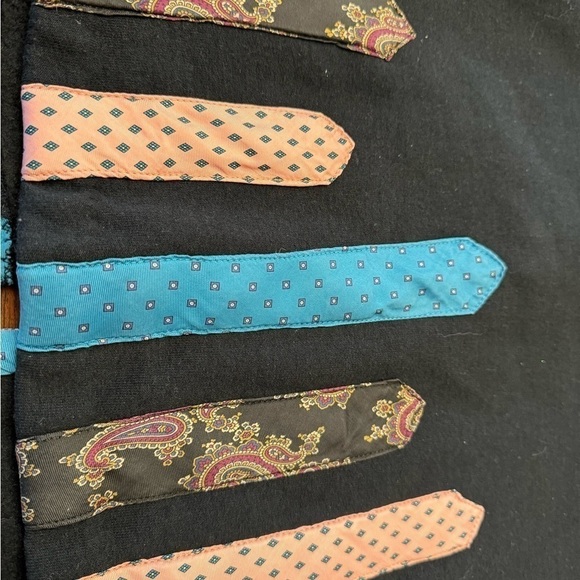 Handmade Upcycled Sweatshirt Vintage Men's Ties Button Front / Medium - Picture 9 of 12